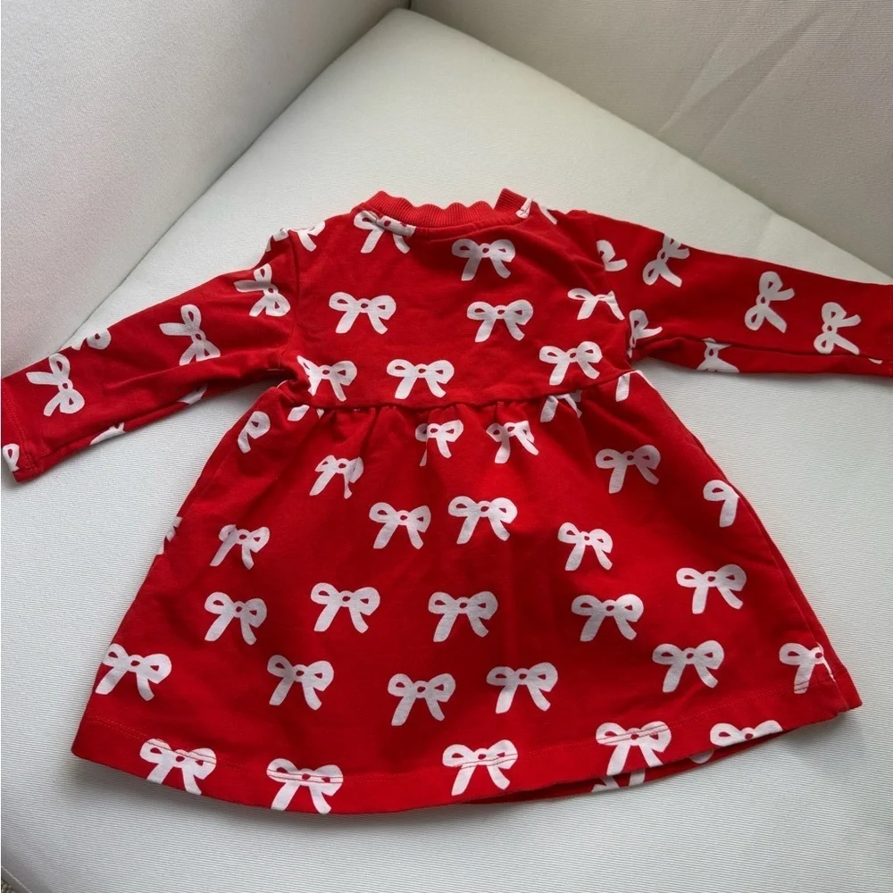 Hanna Andersson Red Bow Dress – Organic Cotton, Size 12-18 Months - Picture 3 of 6